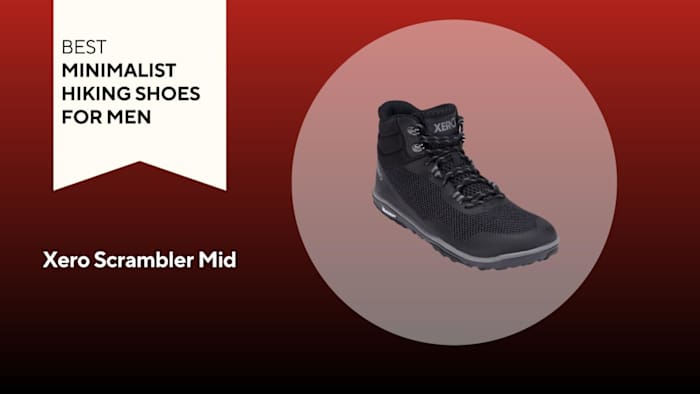 black xero scrambler mid boot on red background